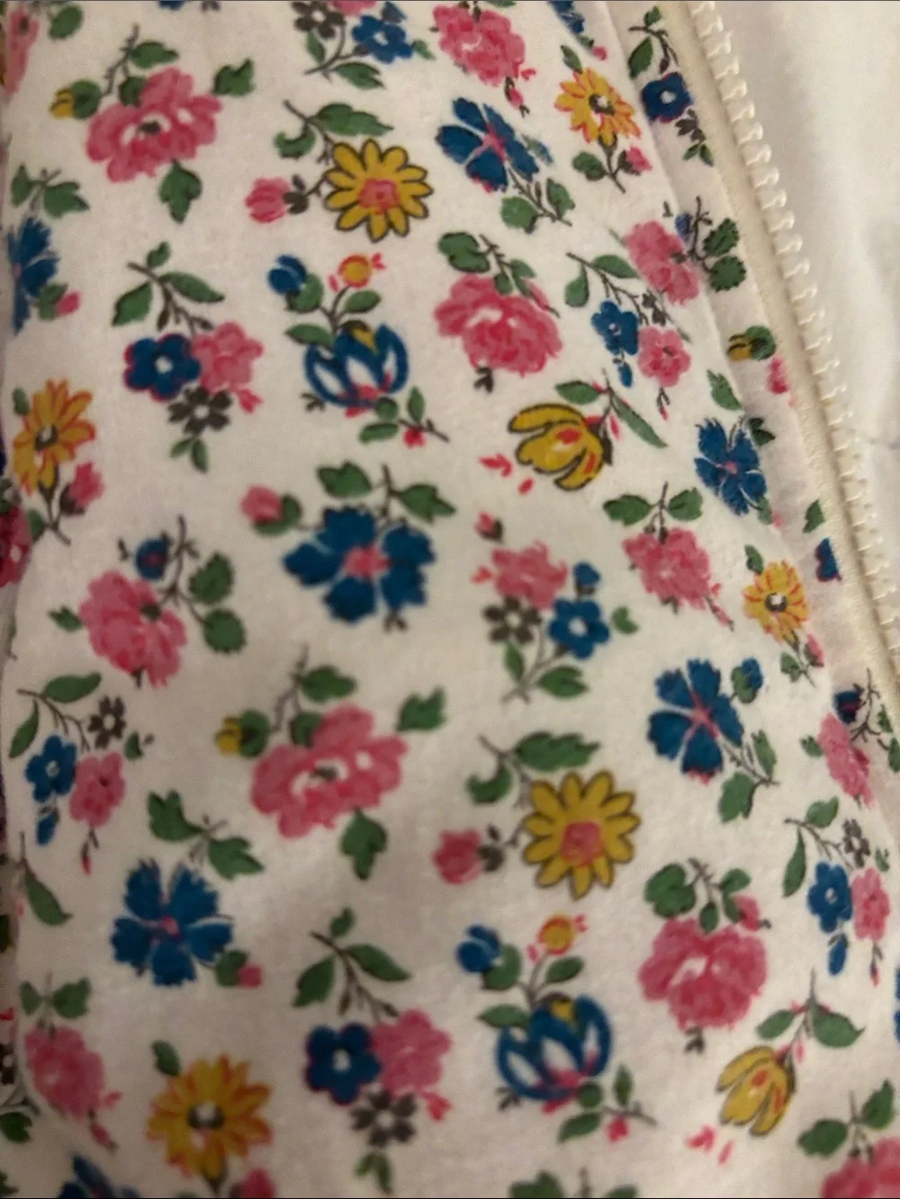 Mini Boden Sz 3T 4T Kids Plush Hooded Vest with Floral Lining - Cream like new